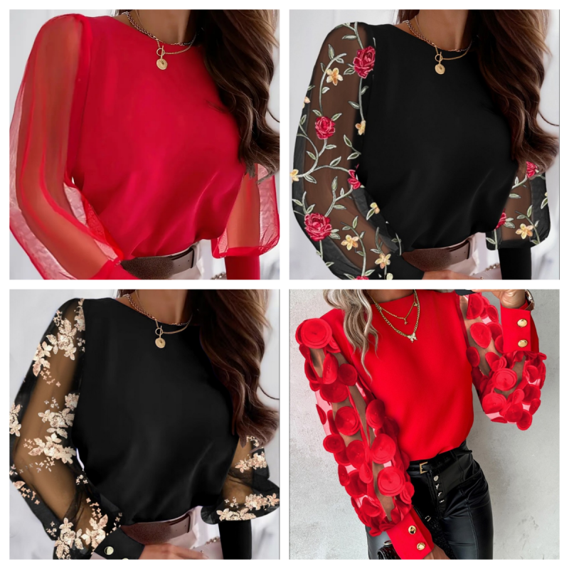 Elise™ | Women Glamorous Mesh Sleeve Top