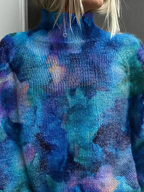 Patsy | Abstract Watercolour Floral Knit Turtleneck Sweater