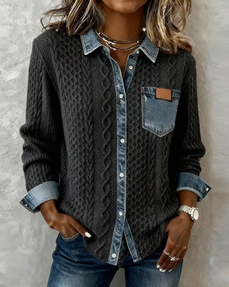 Jane | Soft Denim Patchwork Shirt