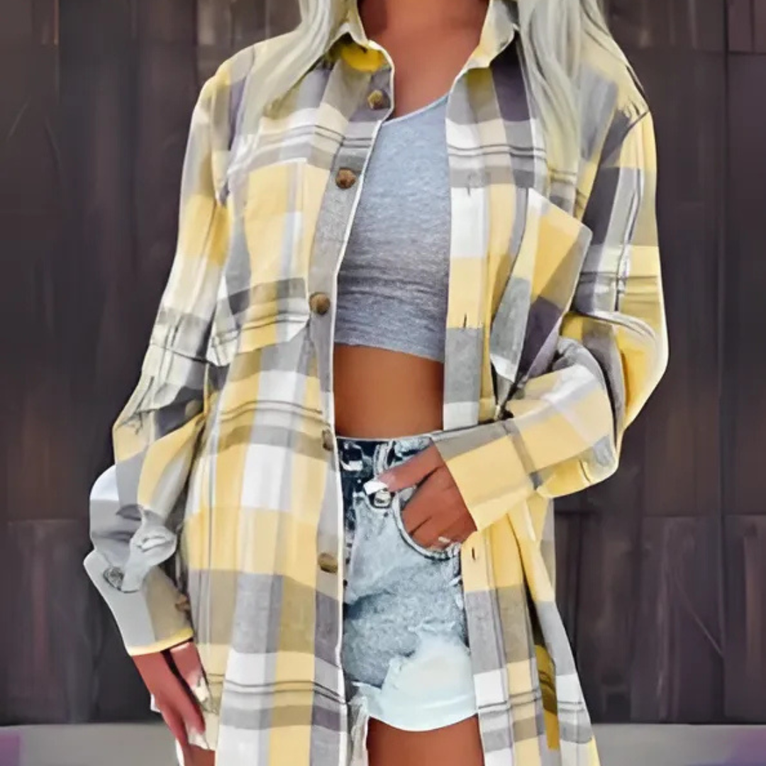 Baso™ | Casual Plaid Button Down Collared Long Sleeve Top