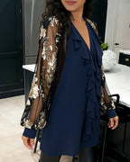 Fashionable Lotus Leaf Knit Loose Blouse