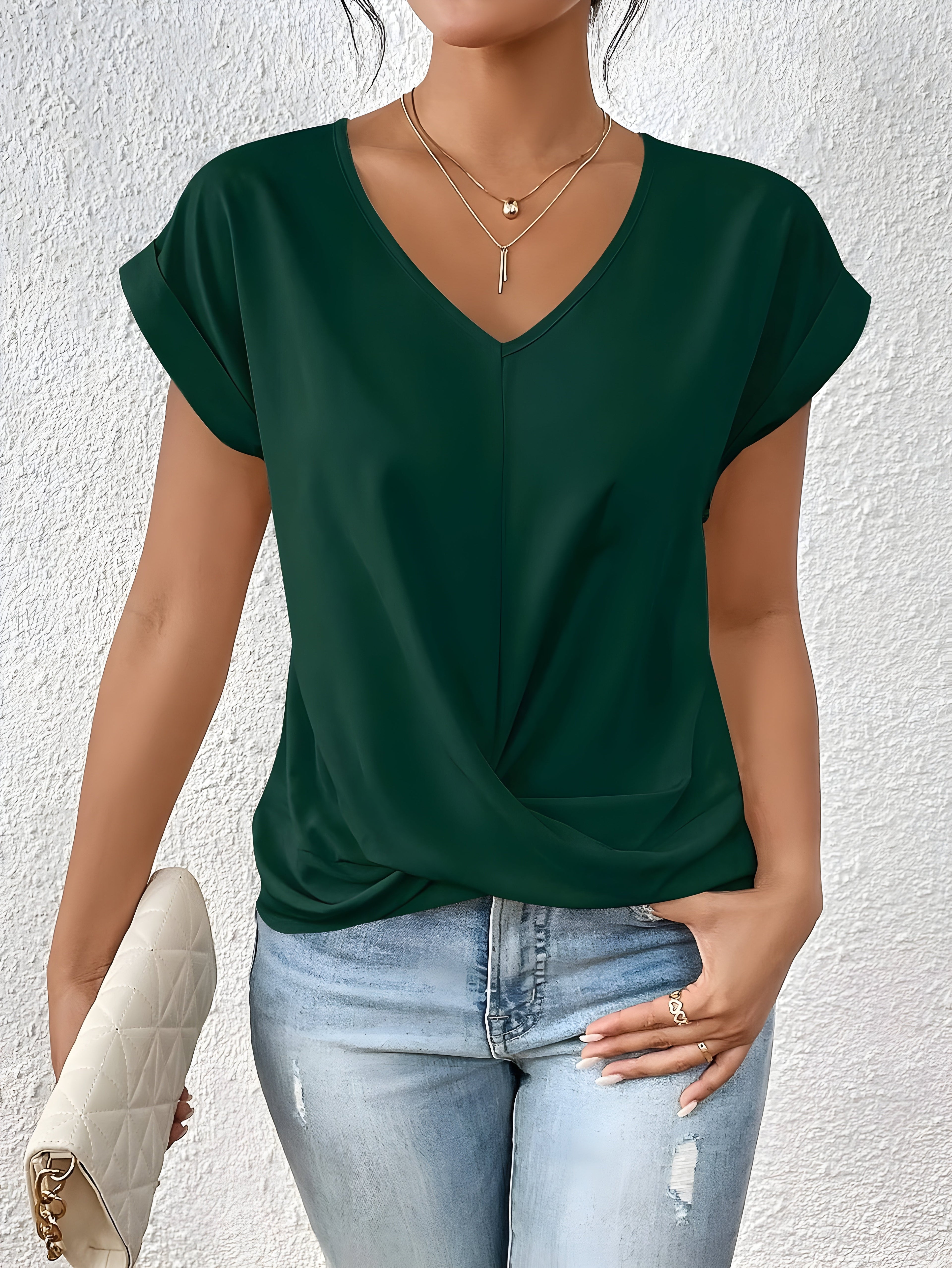 Meika™  | Women Classic Twist Detail V-Neck Top