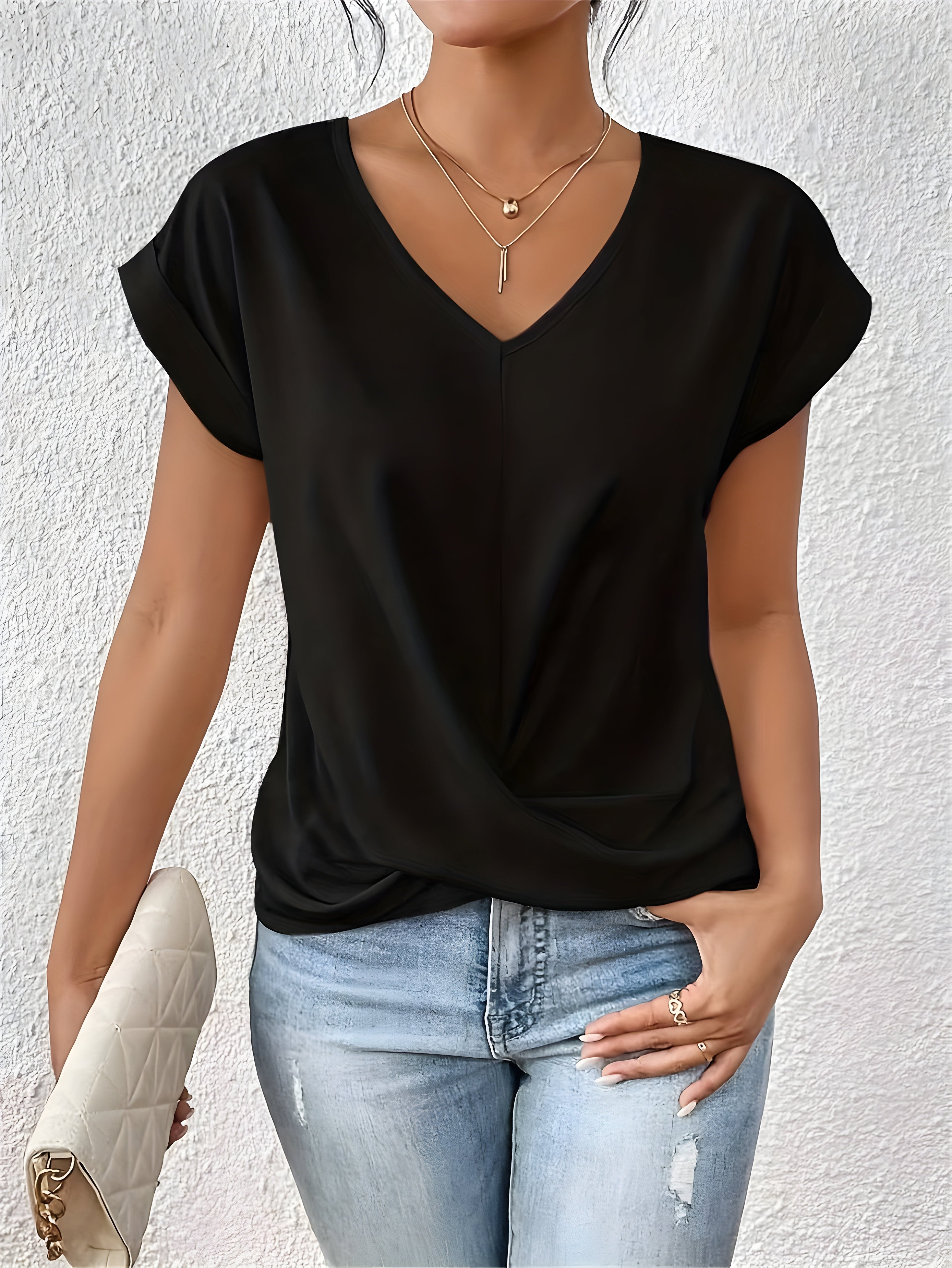 Meika™  | Women Classic Twist Detail V-Neck Top