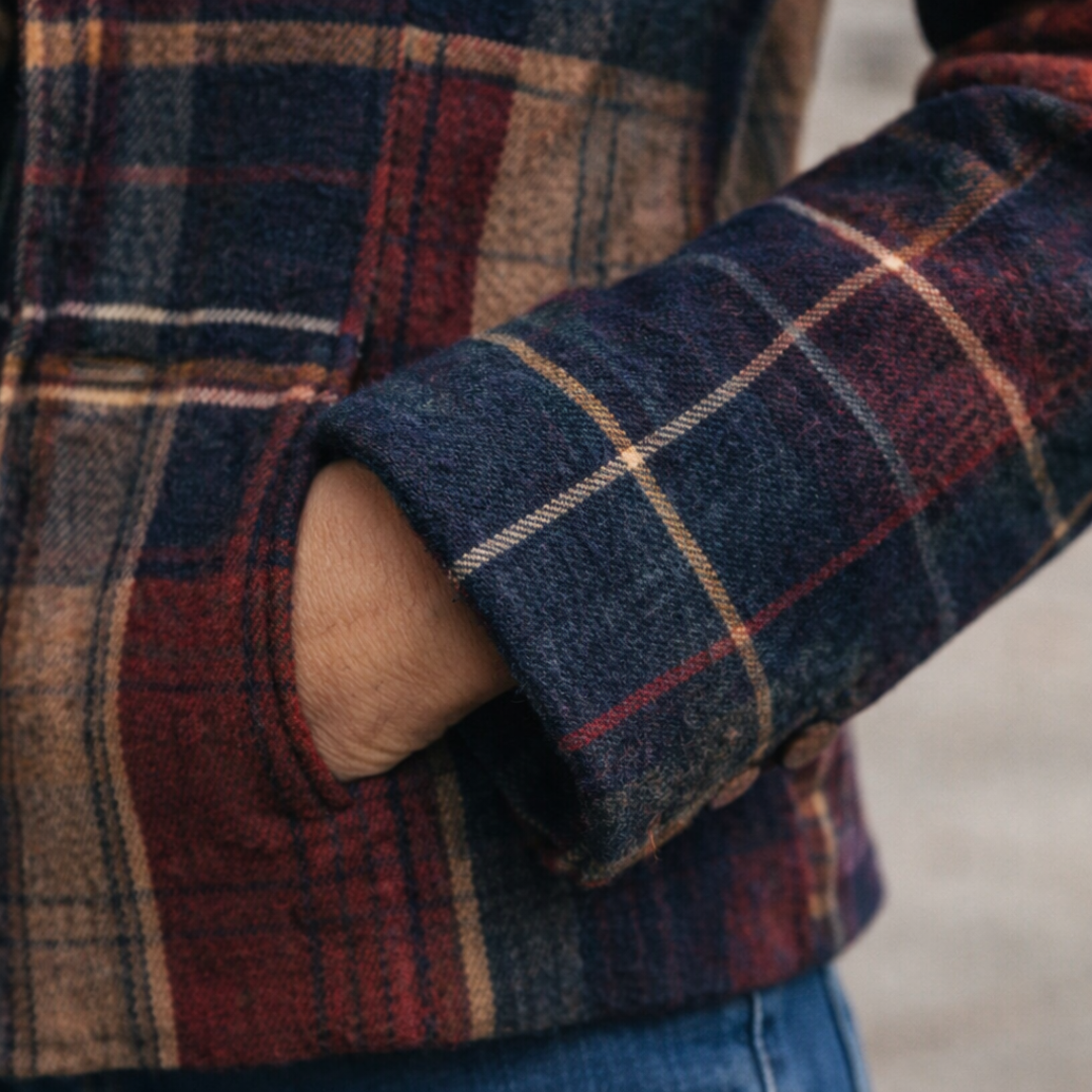 NATALIE | Plaid Mid-Season Coat with Stand Collar