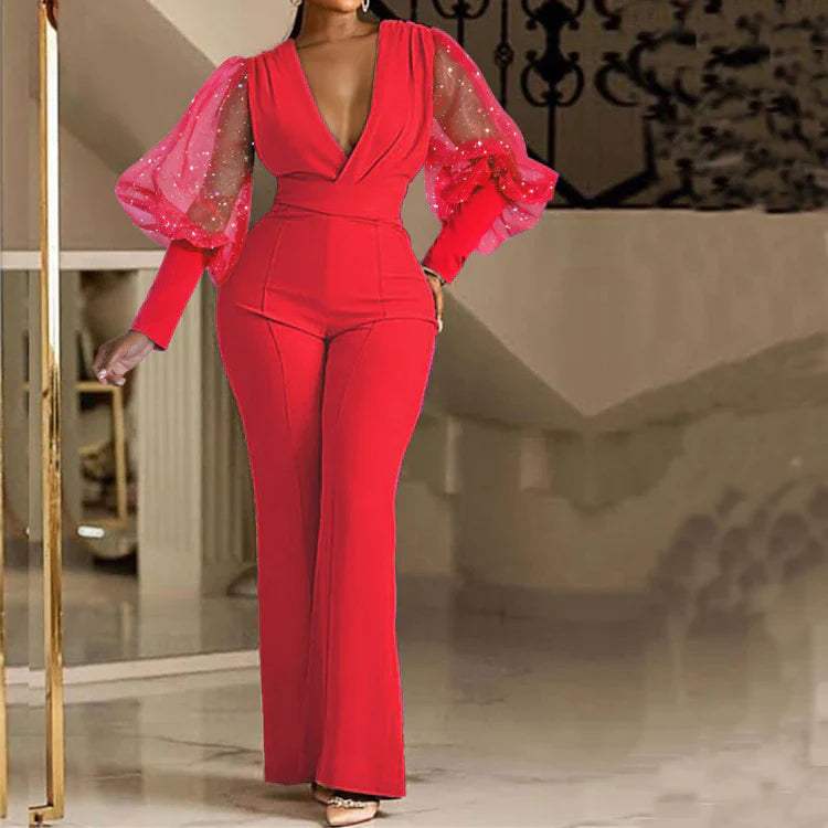 Mikaela™ Elegant Jumpsuit | Embellished Wrap-Front Jumpsuit