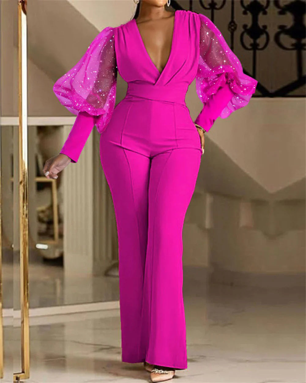 Mikaela™ Elegant Jumpsuit | Embellished Wrap-Front Jumpsuit