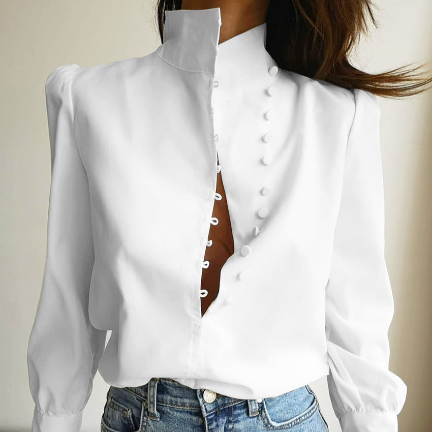 Fadi™| Women Classy Button Front Long Sleeve Blouse