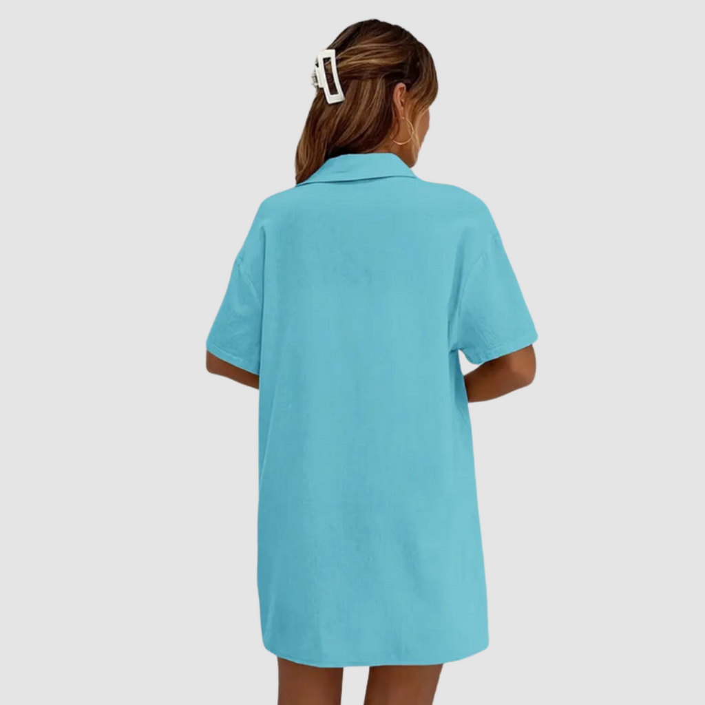 Frances™ Elegant Summer Two Piece Set | Short-Sleeve Button-Up Top and Drawstring Shorts