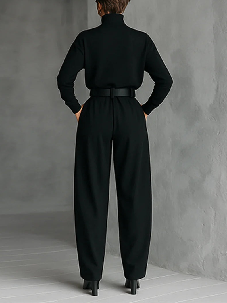 Jessica™ Elegant Top &amp; Straight-Leg Pants Set | Fitted Turtleneck and Tailored Trousers