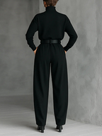 Jessica™ Elegant Top &amp; Straight-Leg Pants Set | Fitted Turtleneck and Tailored Trousers