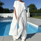 Gabbie™ Elegant Off-Shoulder Two-Piece Set | Relaxed Top and Wide-Leg Pants