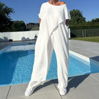 Gabbie™ Elegant Off-Shoulder Two-Piece Set | Relaxed Top and Wide-Leg Pants
