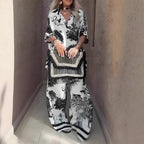 Linette™ Printed V-Neck Top &amp; Long Pants | Two-Piece Relaxed Set